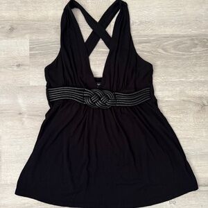 Arden B Women’s Black Vintage Rayon Babydoll Strappy Top Size XS